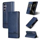 For Samsung Galaxy S25+ 5G AZNS Magnetic Calf Texture Flip Leather Phone Case(Dark Blue) - 1
