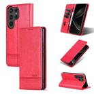 For Samsung Galaxy S25 Ultra 5G AZNS Magnetic Calf Texture Flip Leather Phone Case(Red) - 1