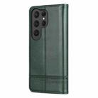 For Samsung Galaxy S25 Ultra 5G AZNS Magnetic Calf Texture Flip Leather Phone Case(Dark Green) - 3
