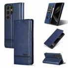 For Samsung Galaxy S25 Ultra 5G AZNS Magnetic Calf Texture Flip Leather Phone Case(Dark Blue) - 1