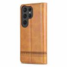 For Samsung Galaxy S25 Ultra 5G AZNS Magnetic Calf Texture Flip Leather Phone Case(Light Brown) - 3