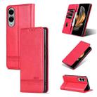 For Samsung Galaxy S25 Edge 5G AZNS Magnetic Calf Texture Flip Leather Phone Case(Red) - 1