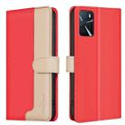 For OPPO A16 / A16s / A54s / A55 / A54 Color Matching RFID Anti-theft Leather Phone Case(Red) - 1