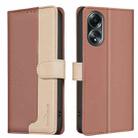 For OPPO A58 4G Color Matching RFID Anti-theft Leather Phone Case(Brown) - 1