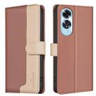For OPPO A60 4G Color Matching RFID Anti-theft Leather Phone Case(Brown) - 1