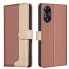 For OPPO A78 5G Color Matching RFID Anti-theft Leather Phone Case(Brown) - 1