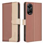 For OPPO A98 5G / F23 / A1 Color Matching RFID Anti-theft Leather Phone Case(Brown) - 1