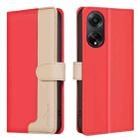 For OPPO A98 5G / F23 / A1 Color Matching RFID Anti-theft Leather Phone Case(Red) - 1