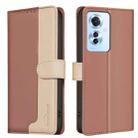 For OPPO Reno11 F 5G Color Matching RFID Anti-theft Leather Phone Case(Brown) - 1