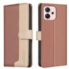 For OPPO Reno14 F 5G Color Matching RFID Anti-theft Leather Phone Case(Brown) - 1