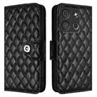 For itel A05s Rhombic Texture Flip Leather Phone Case with Lanyard(Black) - 2