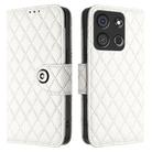For itel A05s Rhombic Texture Flip Leather Phone Case with Lanyard(White) - 2