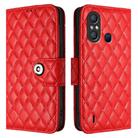 For itel A58 / A49 Rhombic Texture Flip Leather Phone Case with Lanyard(Red) - 2