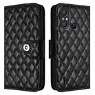 For itel A58 / A49 Rhombic Texture Flip Leather Phone Case with Lanyard(Black) - 2