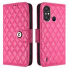 For itel A58 / A49 Rhombic Texture Flip Leather Phone Case with Lanyard(Rose Red) - 2