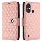 For itel A58 / A49 Rhombic Texture Flip Leather Phone Case with Lanyard(Coral Pink) - 2