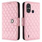 For itel A58 / A49 Rhombic Texture Flip Leather Phone Case with Lanyard(Pink) - 2