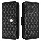 For itel A60 / A60s Rhombic Texture Flip Leather Phone Case with Lanyard(Black) - 2