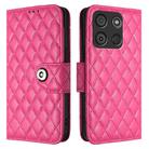 For itel A60 / A60s Rhombic Texture Flip Leather Phone Case with Lanyard(Rose Red) - 2