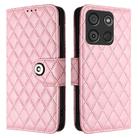 For itel A60 / A60s Rhombic Texture Flip Leather Phone Case with Lanyard(Pink) - 2