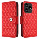 For itel A70 Rhombic Texture Flip Leather Phone Case with Lanyard(Red) - 2