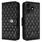 For itel A70 Rhombic Texture Flip Leather Phone Case with Lanyard(Black) - 2