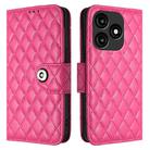 For itel A70 Rhombic Texture Flip Leather Phone Case with Lanyard(Rose Red) - 2