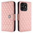 For itel A70 Rhombic Texture Flip Leather Phone Case with Lanyard(Coral Pink) - 2