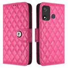 For itel P17 / A27 Rhombic Texture Flip Leather Phone Case with Lanyard(Rose Red) - 2