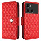 For itel P40 Rhombic Texture Flip Leather Phone Case with Lanyard(Red) - 2
