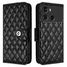 For itel P40 Rhombic Texture Flip Leather Phone Case with Lanyard(Black) - 2