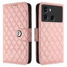 For itel P40 Rhombic Texture Flip Leather Phone Case with Lanyard(Coral Pink) - 2