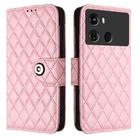 For itel P40 Rhombic Texture Flip Leather Phone Case with Lanyard(Pink) - 2