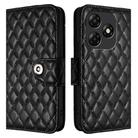 For itel P55 4G Rhombic Texture Flip Leather Phone Case with Lanyard(Black) - 2