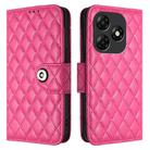 For itel P55 4G Rhombic Texture Flip Leather Phone Case with Lanyard(Rose Red) - 2