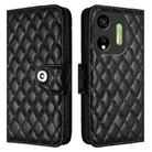 For itel P55 5G Rhombic Texture Flip Leather Phone Case with Lanyard(Black) - 2