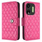 For itel P55 5G Rhombic Texture Flip Leather Phone Case with Lanyard(Rose Red) - 2
