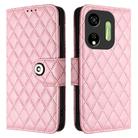 For itel P55 5G Rhombic Texture Flip Leather Phone Case with Lanyard(Pink) - 2