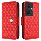 For itel P55+ Rhombic Texture Flip Leather Phone Case with Lanyard(Red) - 2