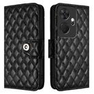 For itel P55+ Rhombic Texture Flip Leather Phone Case with Lanyard(Black) - 2