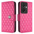 For itel P55+ Rhombic Texture Flip Leather Phone Case with Lanyard(Rose Red) - 2