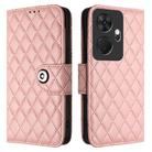 For itel P55+ Rhombic Texture Flip Leather Phone Case with Lanyard(Coral Pink) - 2