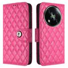 For itel RS4 S666LN Rhombic Texture Flip Leather Phone Case with Lanyard(Rose Red) - 2