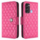 For itel S17 / Vision 3 Rhombic Texture Flip Leather Phone Case with Lanyard(Rose Red) - 2