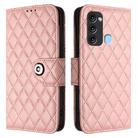 For itel S17 / Vision 3 Rhombic Texture Flip Leather Phone Case with Lanyard(Coral Pink) - 2