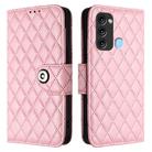 For itel S17 / Vision 3 Rhombic Texture Flip Leather Phone Case with Lanyard(Pink) - 2