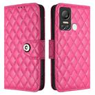For itel S18 / Vision 5 Rhombic Texture Flip Leather Phone Case with Lanyard(Rose Red) - 2