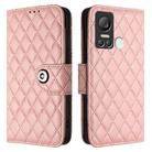 For itel S18 / Vision 5 Rhombic Texture Flip Leather Phone Case with Lanyard(Coral Pink) - 2
