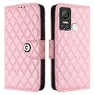 For itel S18 / Vision 5 Rhombic Texture Flip Leather Phone Case with Lanyard(Pink) - 2