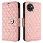 For itel S23 S665L Rhombic Texture Flip Leather Phone Case with Lanyard(Coral Pink) - 2